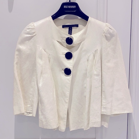 Cropped metallic white jacket - Picture 1 of 4